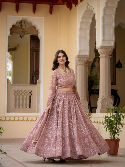 Rosy Brown Lucknowi Lehenga
