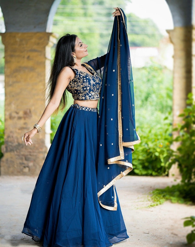 NAOMI - Blue Lehenga x Designer Blouse