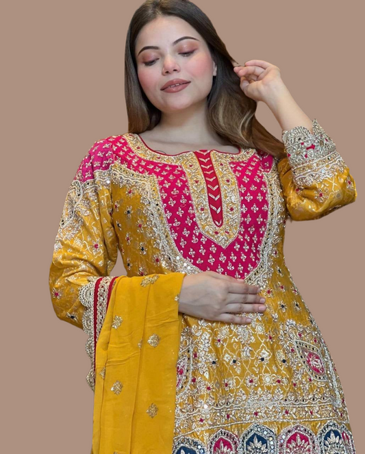 Mustard x Pink Sharara Suit