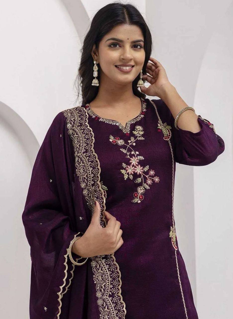 Laksharaa Sarees Kurti set Purple worn by model close-up front view