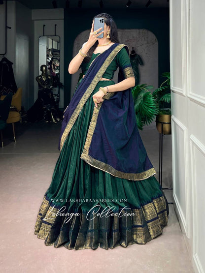Laksharaa Sarees MADURII Half Saree Lehenga Forest Green