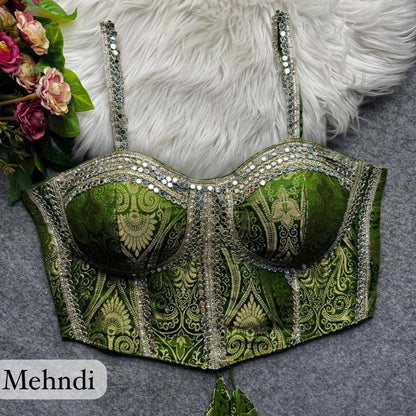 Laksharaa Sarees Partywear Western Style Corset Blouse Mehndi