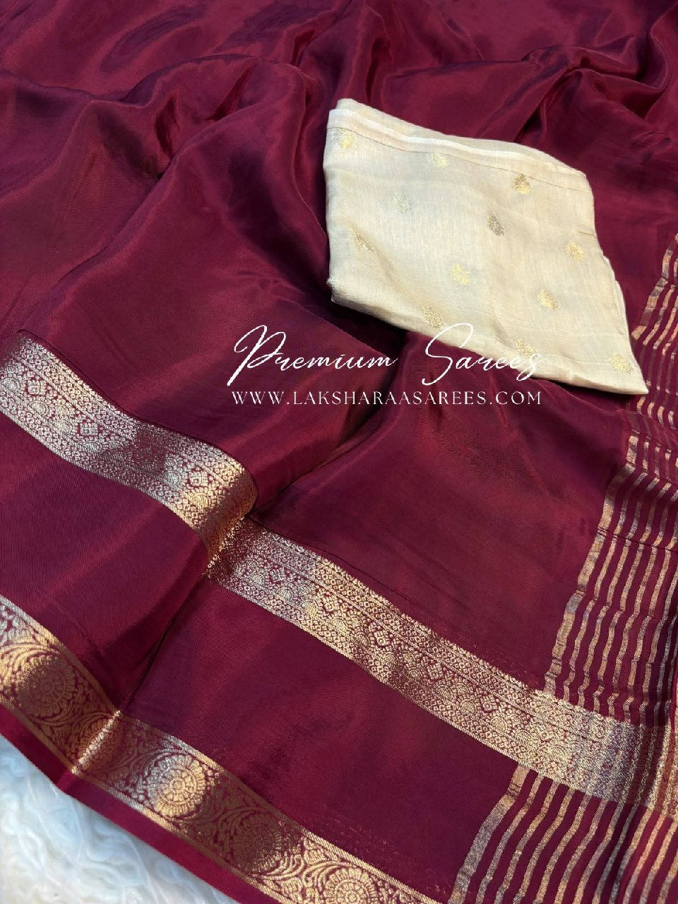 Laksharaa Sarees Mysore crepe silk Saree Burgundy