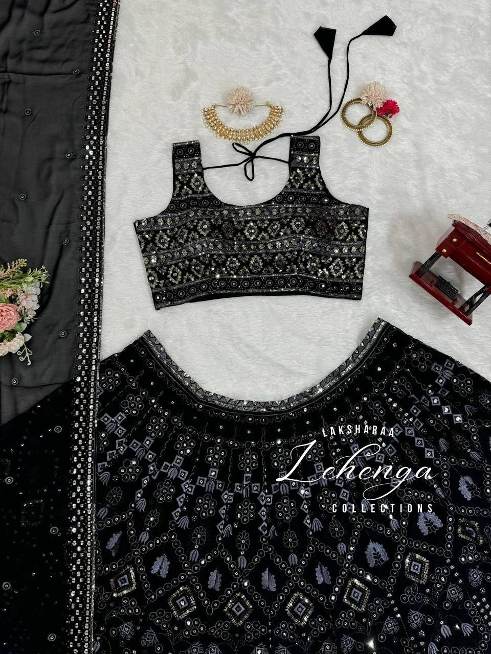 VIVIAN — Black Grand Embroidered Lehenga