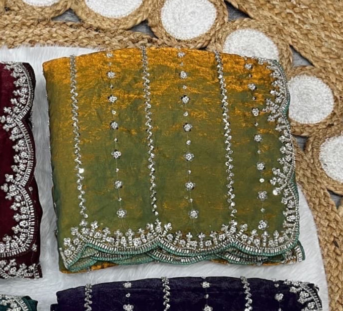 KISHAA — Premium Shimmer Stone & Sequin Dinner Saree in Pastel Series & Bold Shades