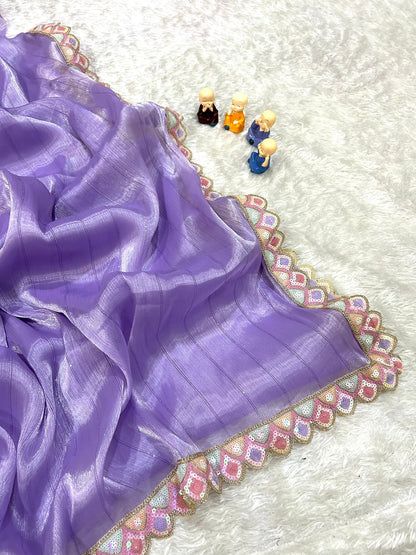 MADHU - Shimmer Silk Saree with Mermaid Border