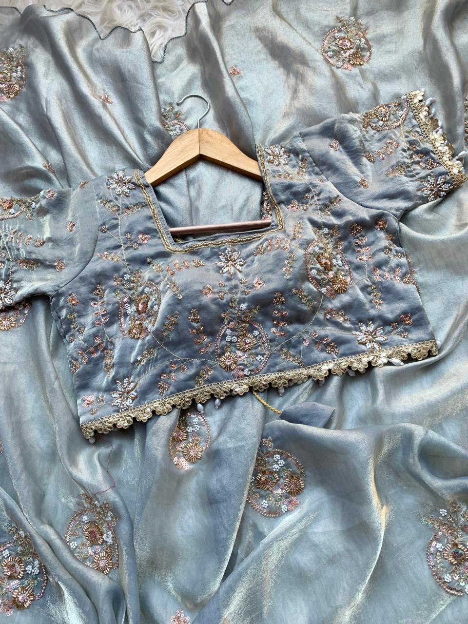 JESSIE — Shimmer Space Silk Saree x stitched blouse - Laksharaa Sarees