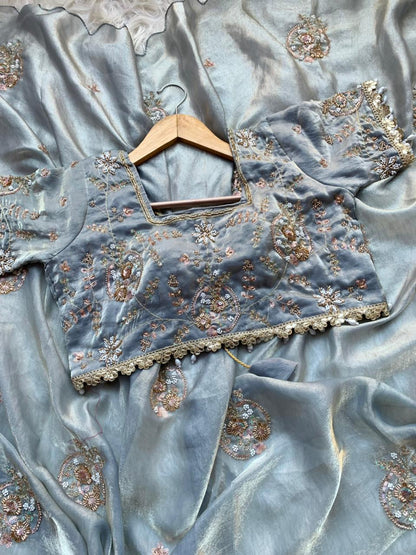 JESSIE — Shimmer Space Silk Saree x stitched blouse - Laksharaa Sarees