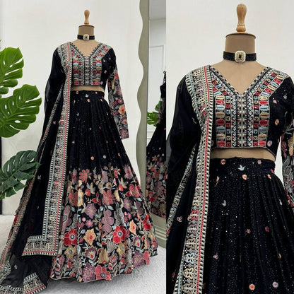 ELISHA —  Black Premium Floral Lehenga