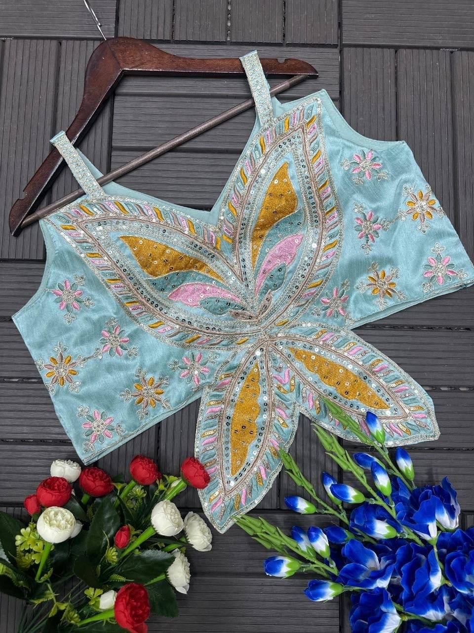 Laksharaa Sarees blue ready to wear saree Aqua Flat Lay