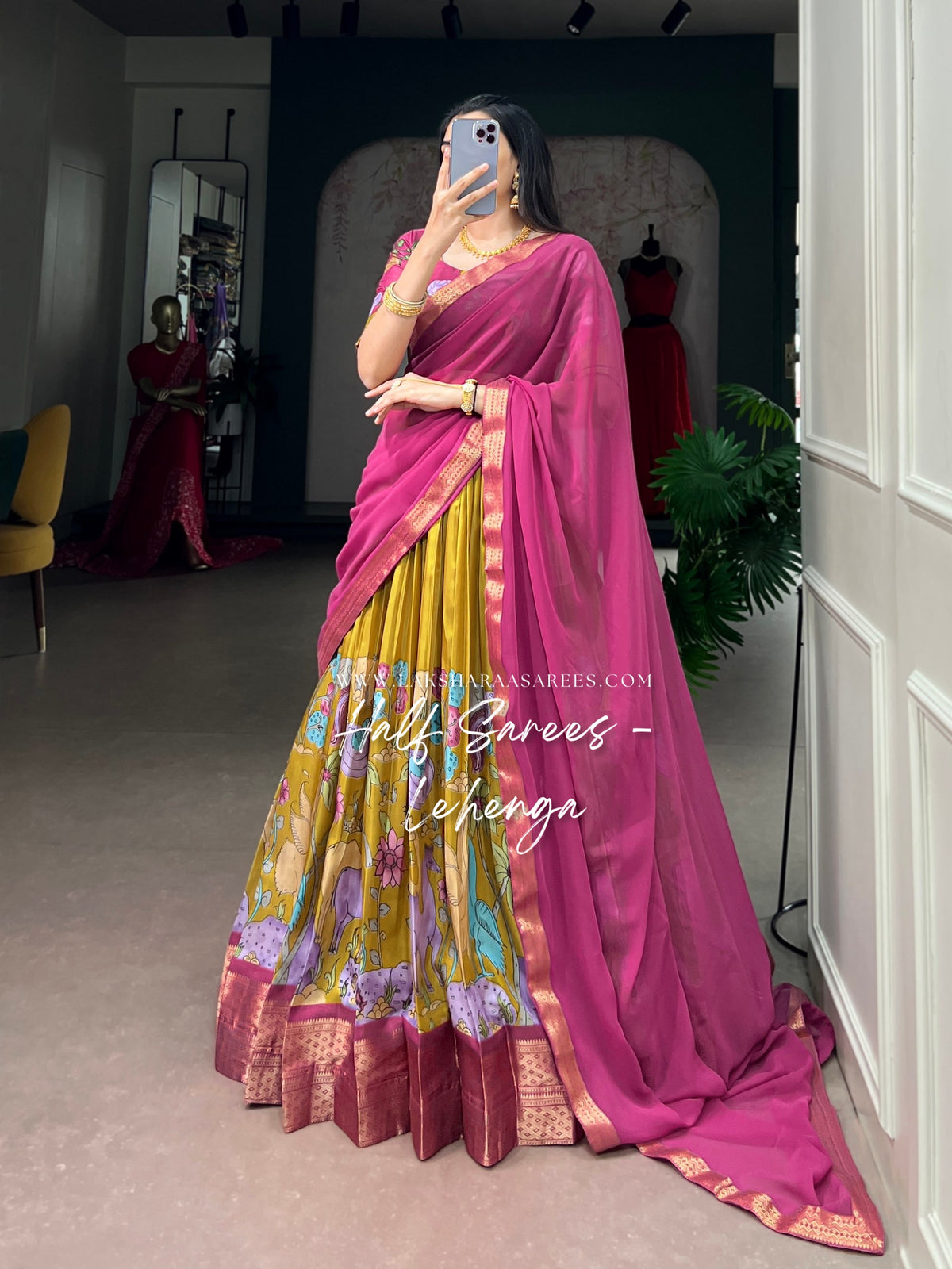 THENMOLI —  Kalamkari Dola Silk Lehenga Set