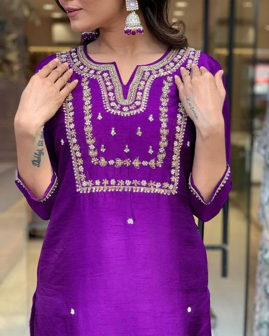 Purple Kurti Set