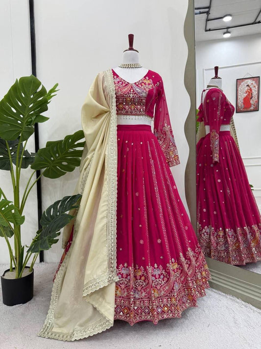 Laksharaa Sarees HANUYA — Pink Partywear Lehenga Pink Mannequin Full View