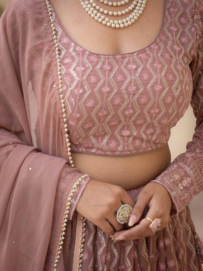 Rosy Brown Lucknowi Lehenga