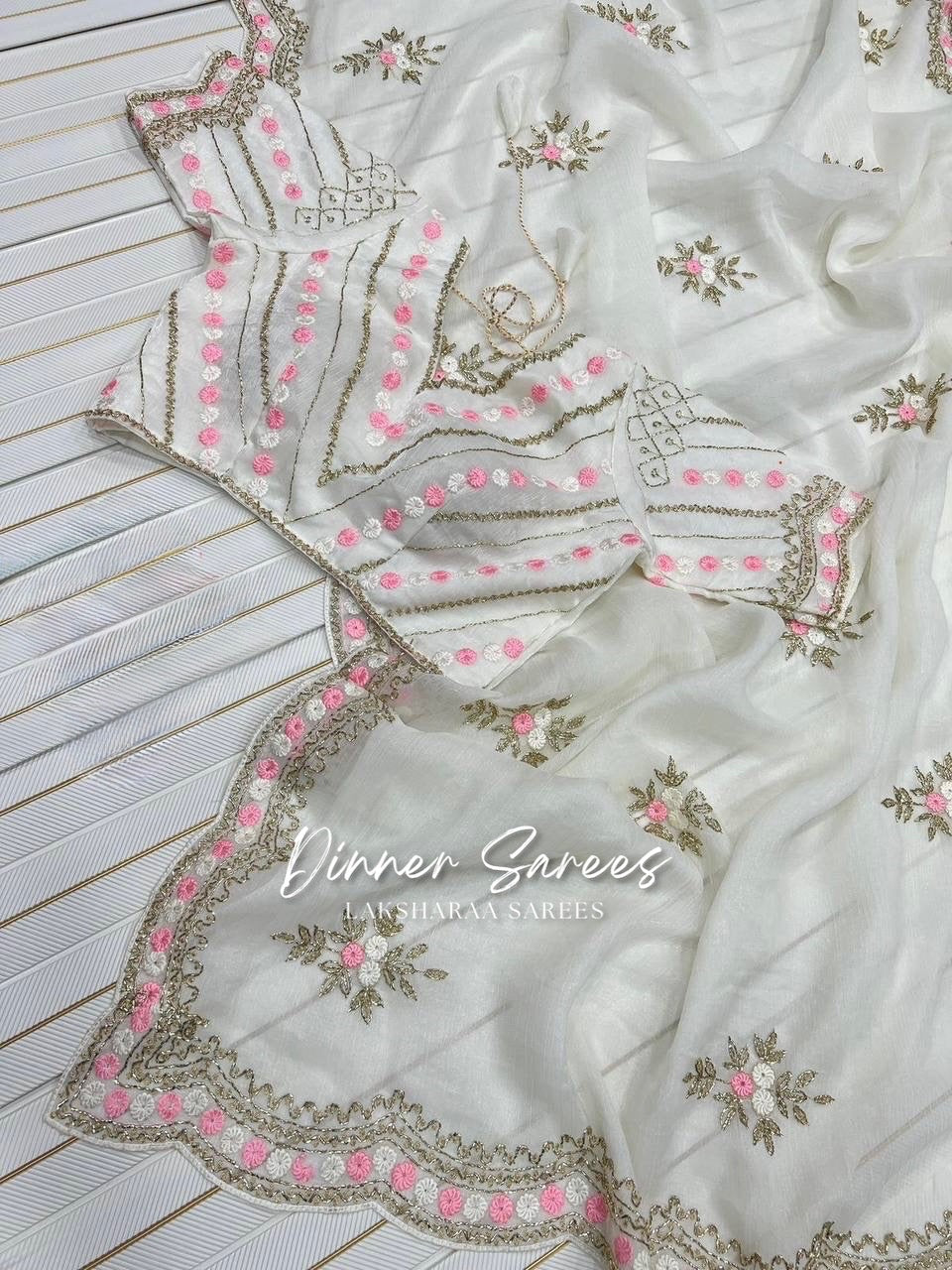 CAMILA - Chiffon Georgette Saree x Floral Work