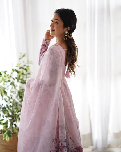 Pink Floral Anarkali Suit