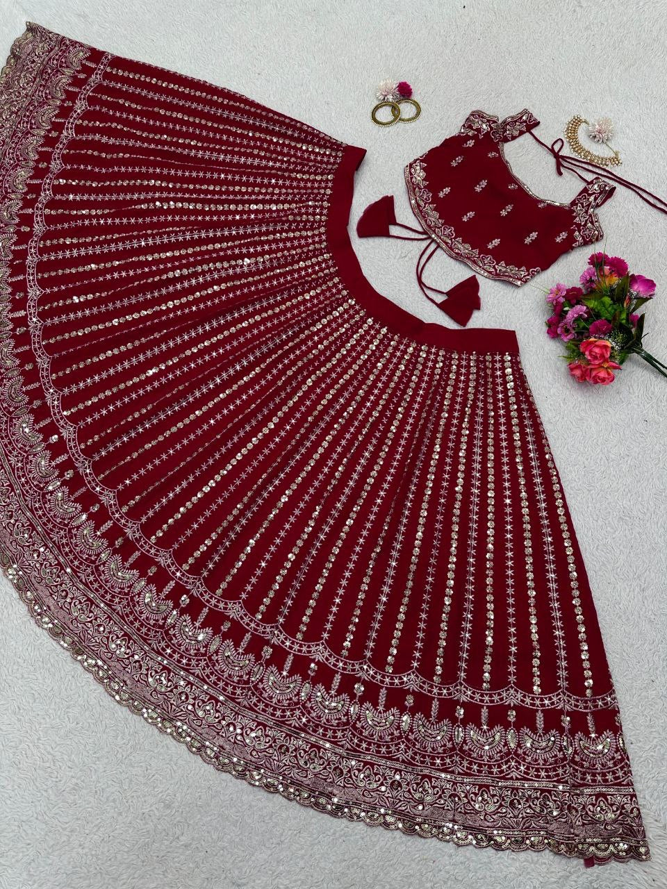 LISA - Red Georgette Lehenga