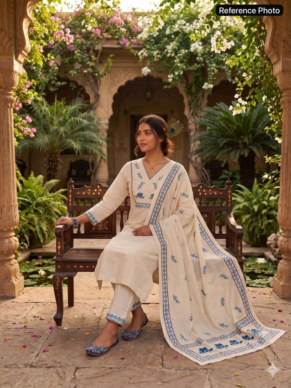 Festive Special Ivory Kadhi Kurti Set