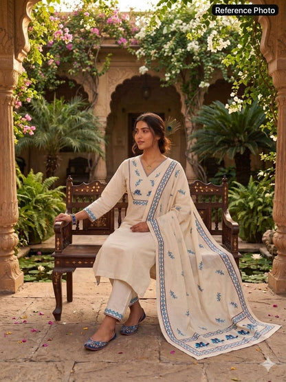 Festive Special Ivory Kadhi Kurti Set