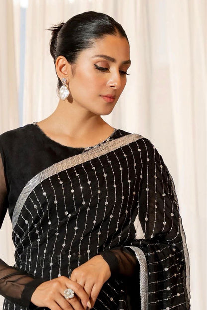 Black X Silver Partywear Saree