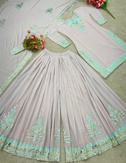 Jazmiraa Light Pink x Sky Blue Pallazo Suit