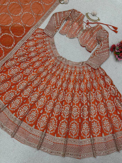 KAYAL - Premium Dark Orange Dori work lehenga x Grand Blouse