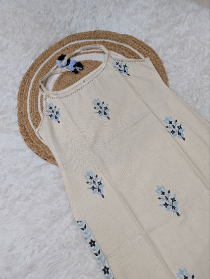 Cute Floral Sleeveless Kurti Set