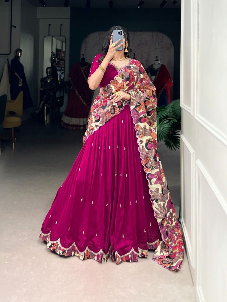 NITHARAA — Kalamkari half sarees lehenga