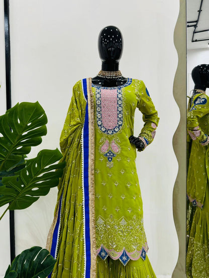 DEEPIKA - Green Premium Sharara Suit