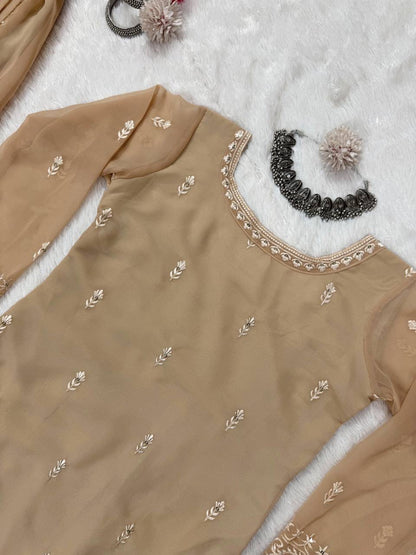 SOPHIA - Pastel Brown Sharara Suits