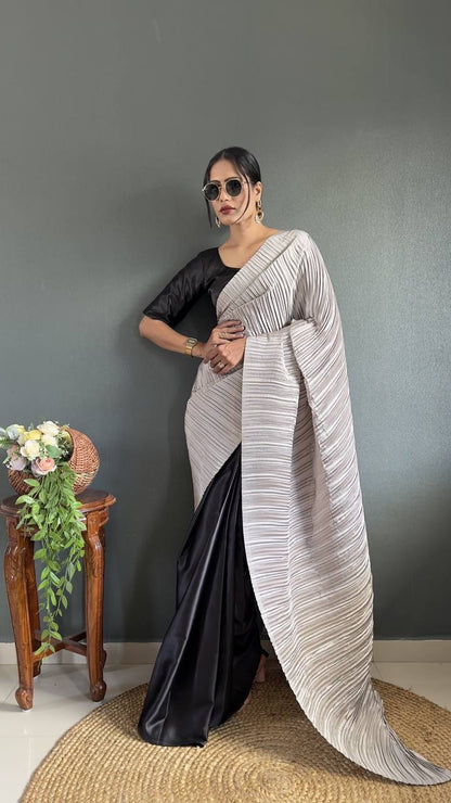 Crush x Satin Retro Readymade Partywear Saree