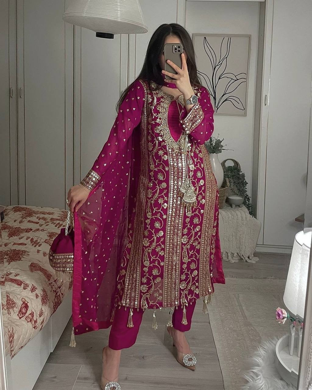 Tasha Rani Pink Salwar Kameez