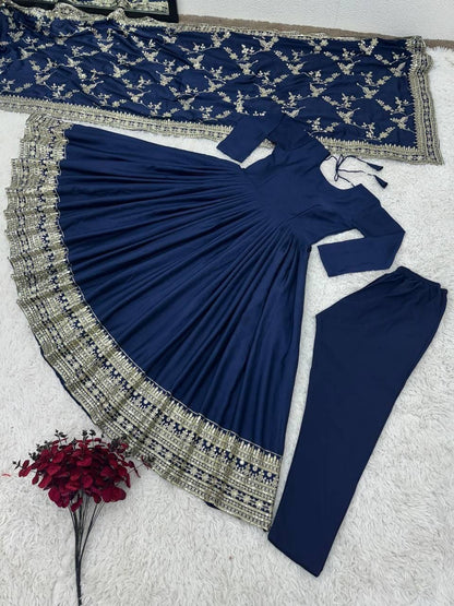 KIARA - Blue Anarkali Suit with Grand Duppata