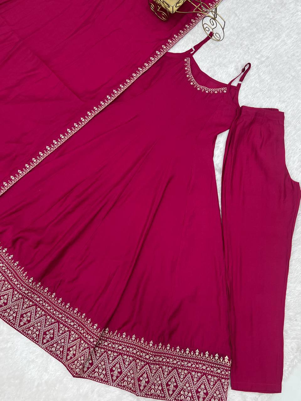 Laksharaa Sarees MINIKI Anarkali Suit Pink Flat Lay Full View