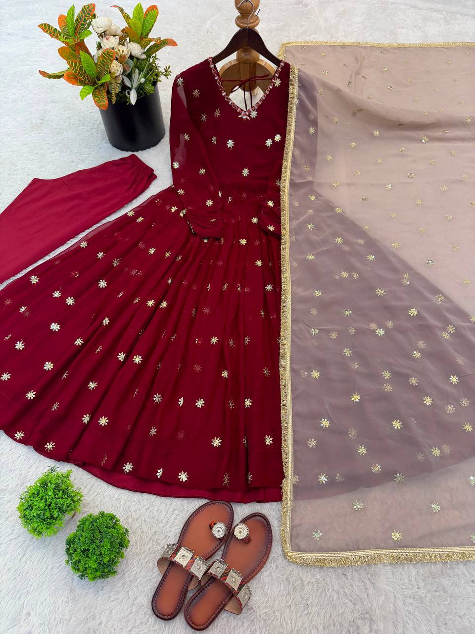 Laksharaa Sarees SHAHI — Georgette Anarkali Suit Burgundy