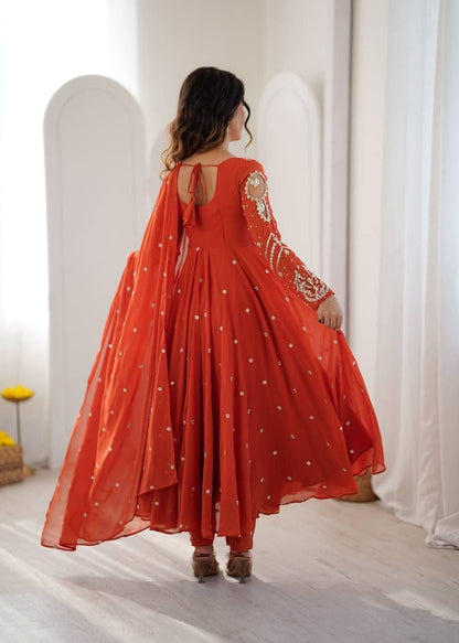 Laksharaa Sarees MAHASI - Georgette Anarkali Burnt Orange Back View