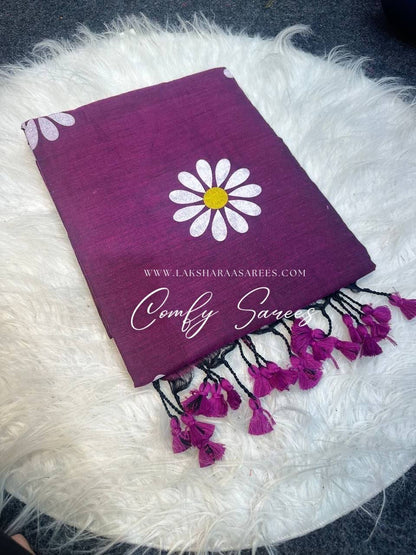Laksharaa Sarees DAISY — floral kadhi saree Plum