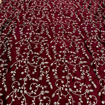 Laksharaa Sarees Ivory Cream x Maroon Viscose Saree Maroon Blouse