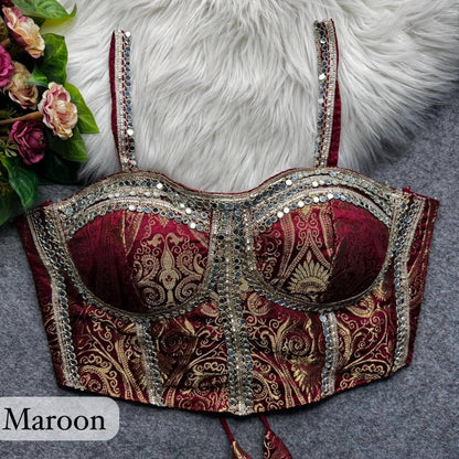 Laksharaa Sarees Partywear Western Style Corset Blouse Maroon