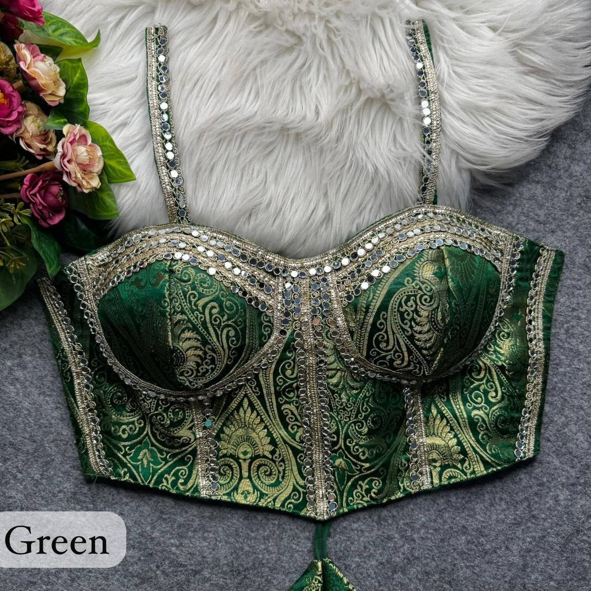 Laksharaa Sarees Partywear Western Style Corset Blouse Green