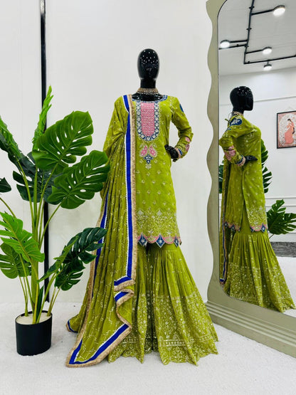 DEEPIKA - Green Premium Sharara Suit