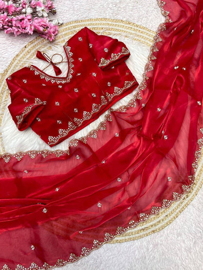 NOEL — Premium Shimmer Stone Saree with Readymade Blouse