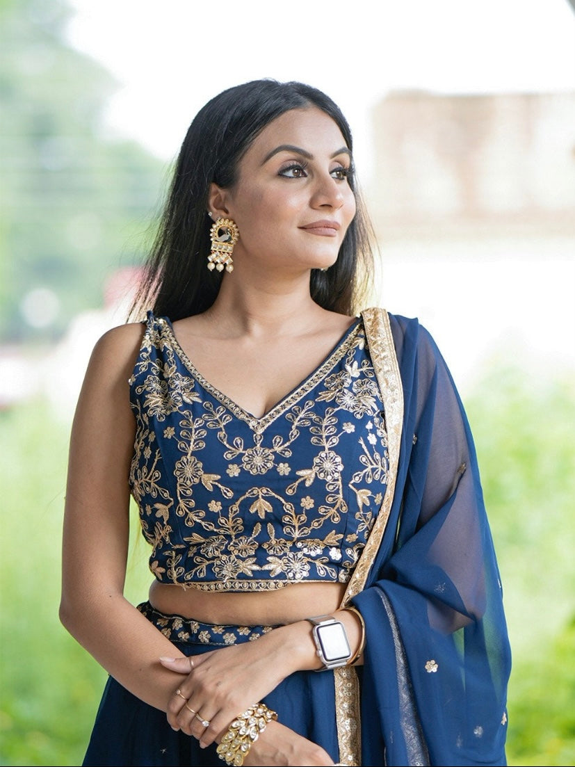 NAOMI - Blue Lehenga x Designer Blouse