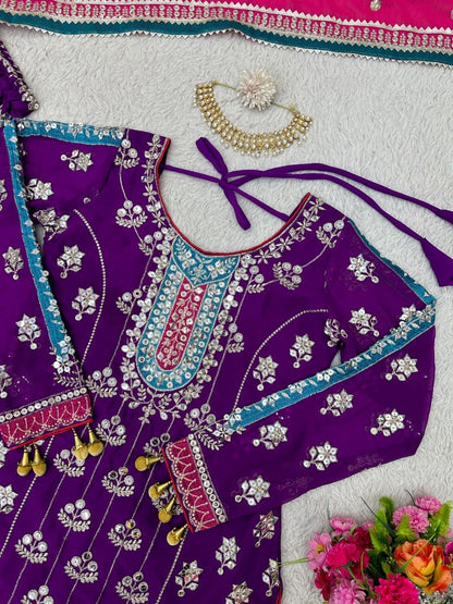 KAVLEEN — Purple Designer Sharara Suits