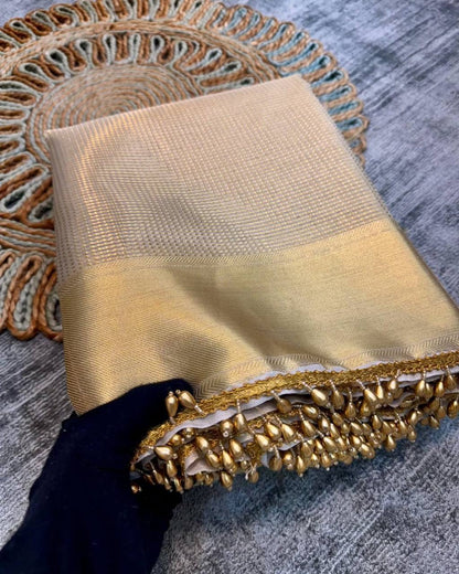 Gold Tissue Saree x Cute Border