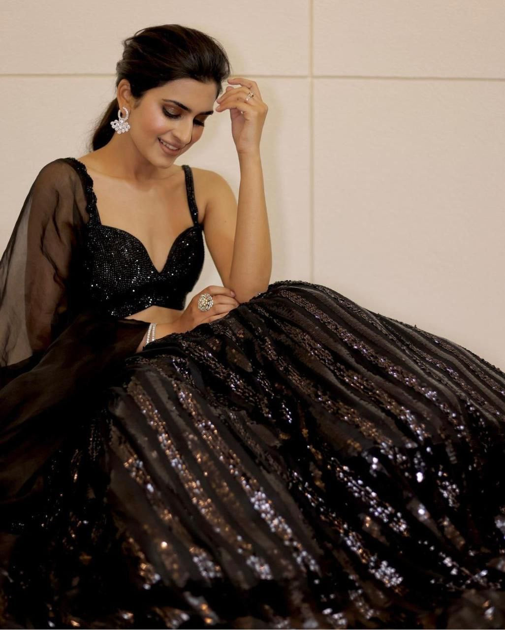 INAYAA - Sparkly Black Lehenga x Sequin Work