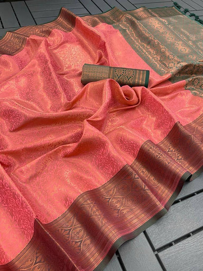 Soft Silk Saree in Copper Zari