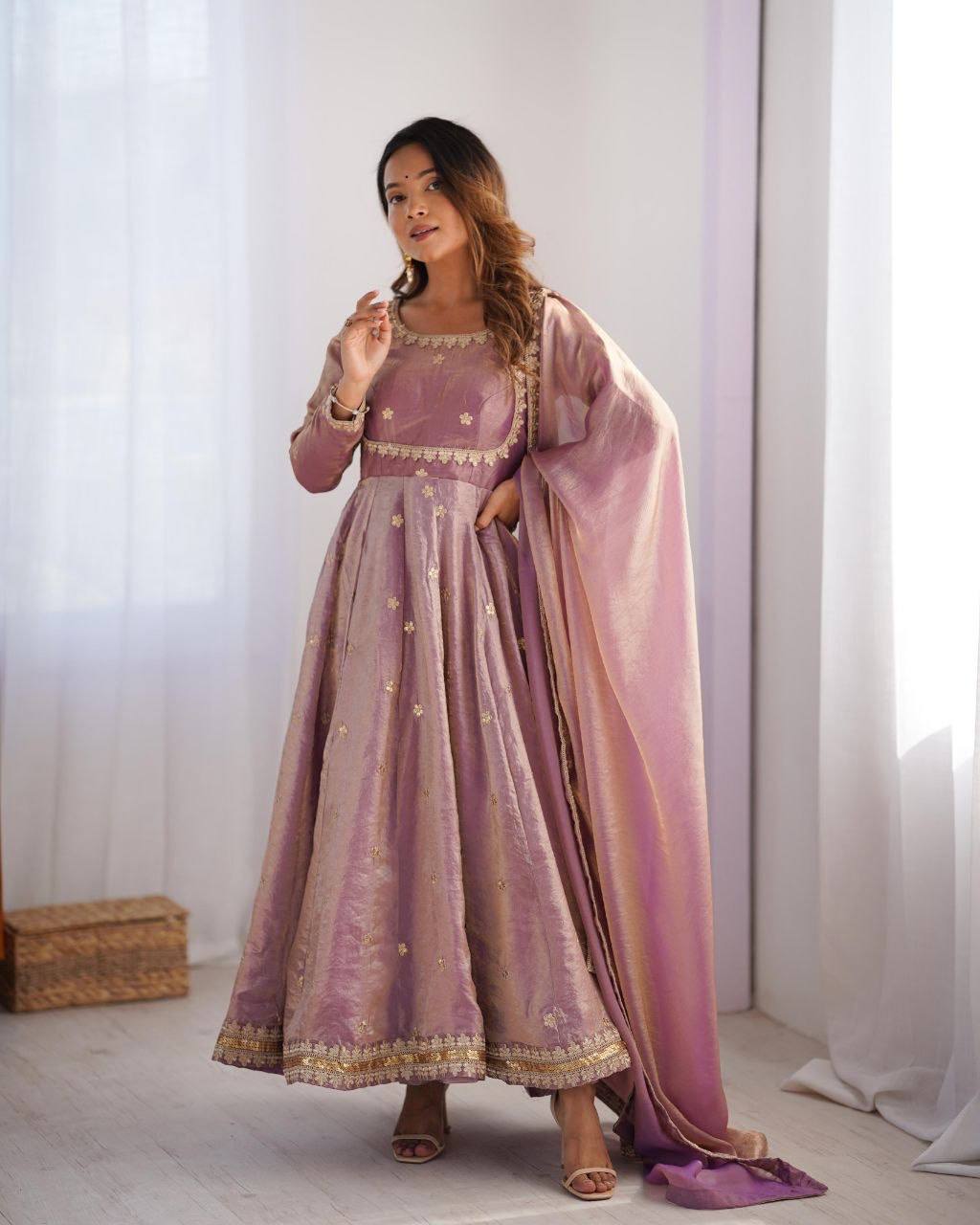 Laksharaa Sarees MIYAA — shimmer silk Anarkali suit Mauve