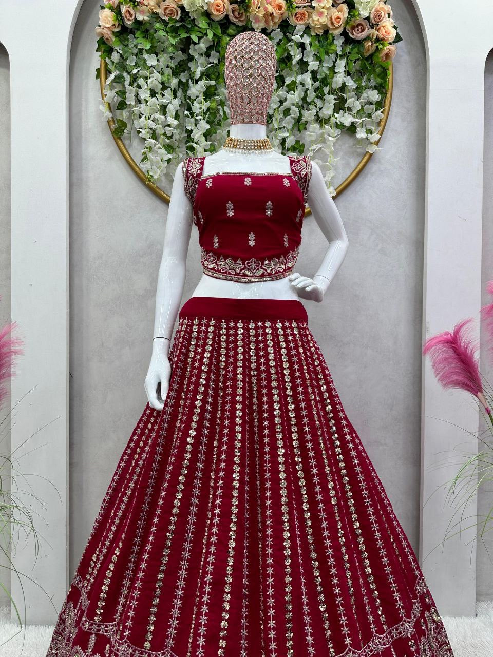 LISA - Red Georgette Lehenga