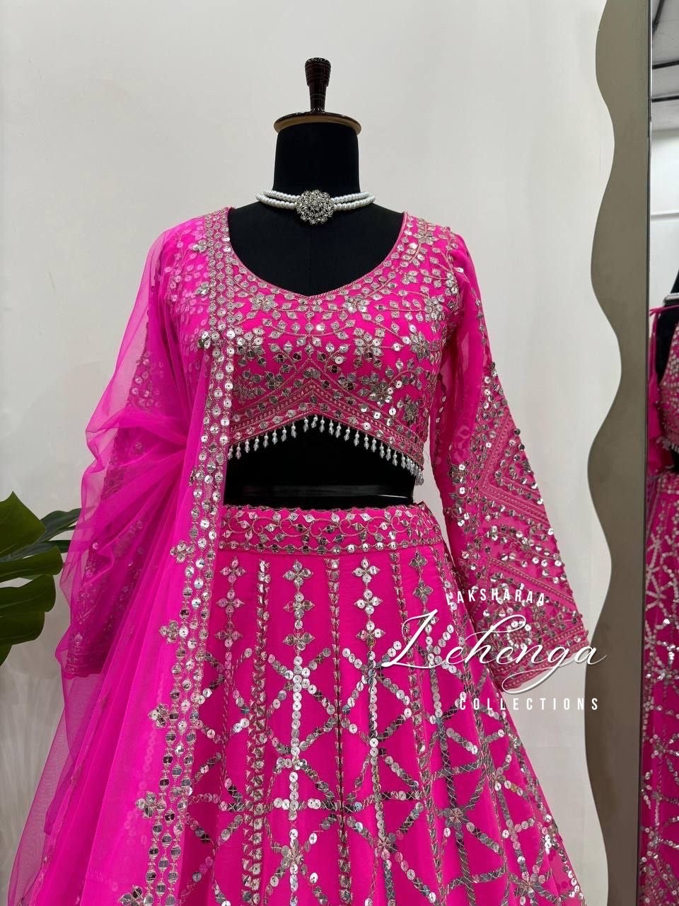 HAZEL — Hot Pink Grand Embroidered Lehenga